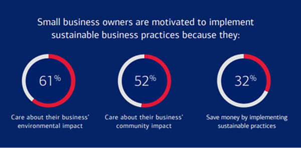 Data visualization of small business owners' motivations for implementing sustainable business practices.