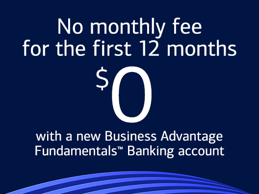 No monthly fee for the first 12 months $0 with a new Business Advantage Fundamentals™ Banking account